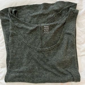 Drapey linen tank shirt in loden green